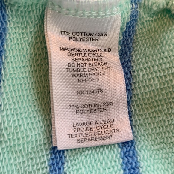 Mint Green Striped Vineyard Vines Cowl Neck Pullover Sweatshirt - Picture 5 of 6